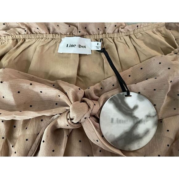 Line & Dot|Allegra Blouse Top Tan Tie Front Swiss Dotted Size L New with tags - Picture 9 of 11